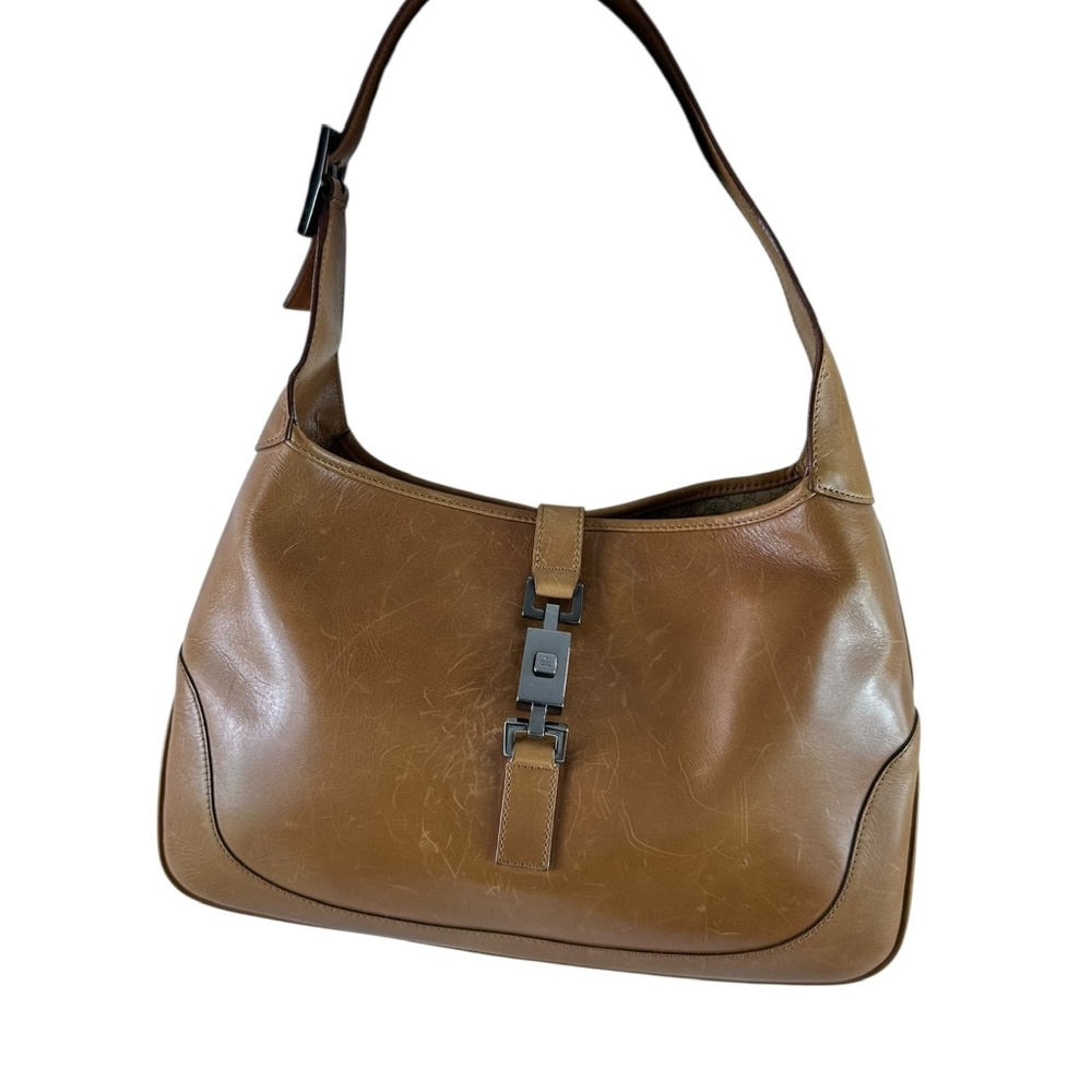 Genuine vintage GUCCI Jackie O Tan Leather Shoulder Bag Purse HTF